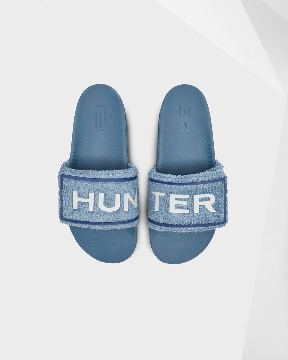 Womens Hunter Original Terry Towelling Logo Adjustable - Slides Blue - 8735-XIESR